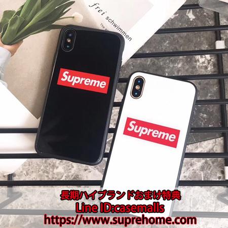 Iphonexsケース Supreme ガラス製 ペア用 黒白 シンプル風 芸能人愛用